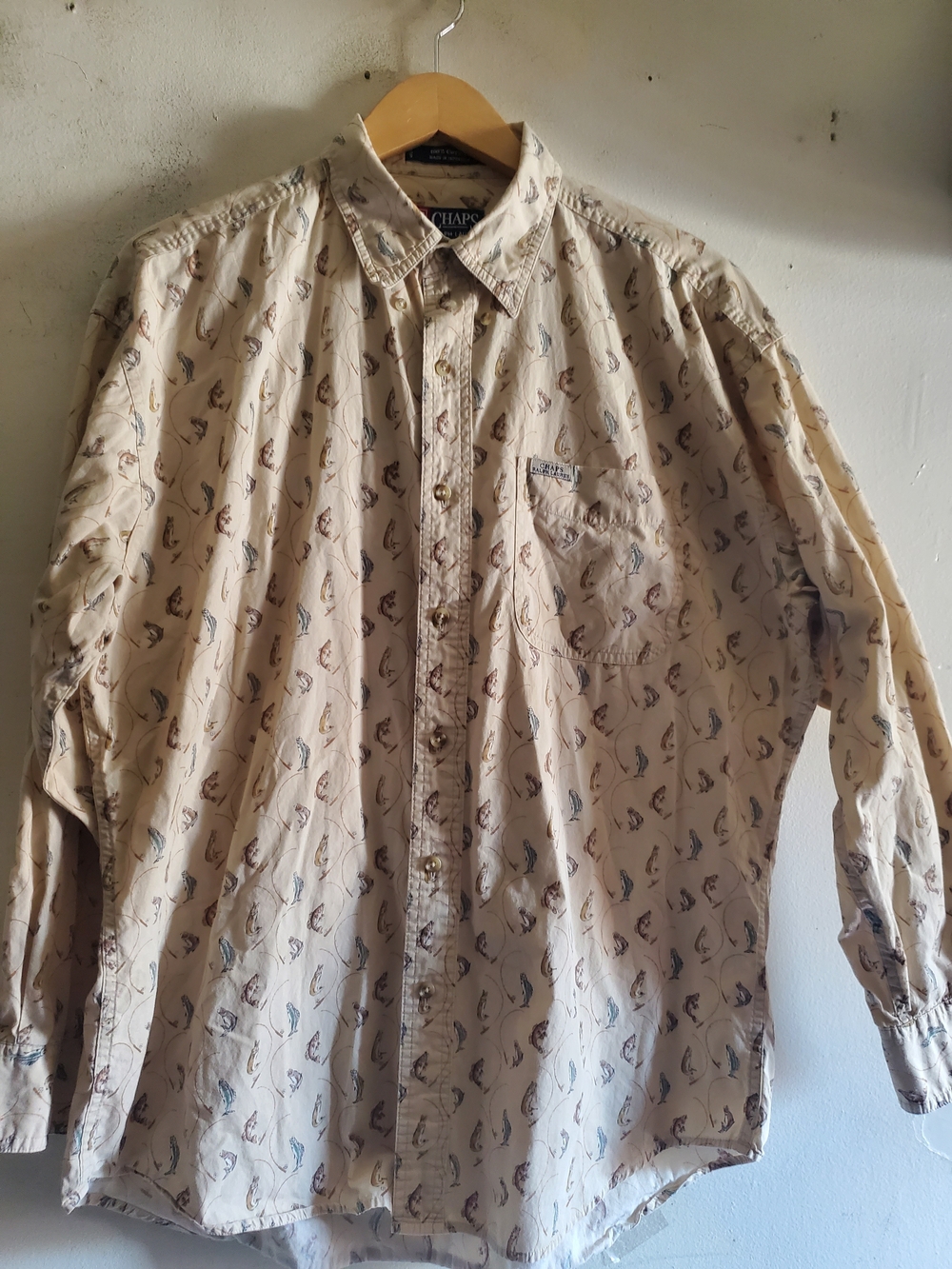 Chaps X Ralph Lauren  Men’s Cream Patterned Button-Down Shirt
